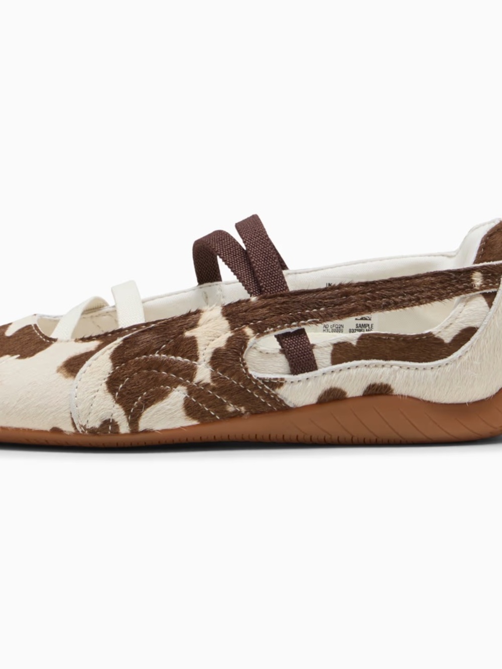 Puma Speedcat Brown and Cream Cow Print Ballet Flats - Picture 4 of 8